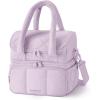 image:imageBAGSMART Lunch Bag Women Double Deck Insulated Lunch Box Quilted Puffer Lunch Tote Leakproof Durable amp Reusable Large Lunch Cooler For Work Picnic Travel Meal Prep CamelLavender Purple