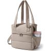 image:imageBAGSMART Double Deck Lunch Bag Women Insulated Reusable Lunch Box Quilted Puffer Lunch Tote with Shoulder Strap Durable Large Lunch Cooler For Work Picnic Travel Meal Prep Flight BlackCamel