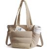 image:imageBAGSMART Lunch Bag Women Small Insulated Tote with Lunch Compartment Quilted Lightweight Puffy Tote Bag for Work Travel Outdoor Black03Camel