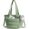 image:imageBAGSMART Lunch Bag Women Small Insulated Tote with Lunch Compartment Quilted Lightweight Puffy Tote Bag for Work Travel Outdoor Black04Green