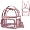 image:imageBAGSMART Stadium Approved Clear Bag 12x6x12 Double Deck Lunch Box Convertible to Backpack Waterproof PVC PinkDusky Pink