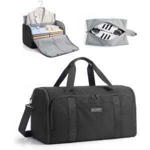 image:imageBAGSMART Garment Bag Duffle Bag for Travel Convertible 2 in 1 Suit Bag for Hanging Clothes Carry on Travel Bag with Shoes BagShoulder Strap Weekender for Dresses Coats Shirts BlackBlack