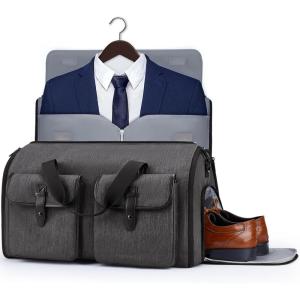 image:imageBAGSMART Garment Bags for Travel Convertible Garment Duffle Bag Suit Bags for Men Women 2 in 1 Garment Bags for Hanging Clothes Carry On Duffle Bag with Shoe Compartment BlackBlack