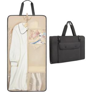 image:imageBAGSMART Garment Bags for Travel Foldable Carry on Suit Carrier for Hanging Clothes Stylish Dress Carrier Large Convertible Weekender Garment Bags for Women MenPuffy Black
