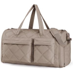image:imageBAGSMART Garment Duffel Bag Convertible 2in1 Puffy WaterResistant CarryOn with Shoe Compartment ABlackAKhaki