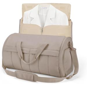 image:imageBAGSMART Garment Duffel Bag Convertible 2in1 Puffy WaterResistant CarryOn with Shoe Compartment ABlackBKhaki
