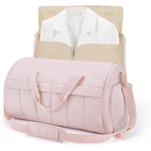 image:imageBAGSMART Garment Duffel Bag Convertible 2in1 Puffy WaterResistant CarryOn with Shoe Compartment Light PinkBLight Pink