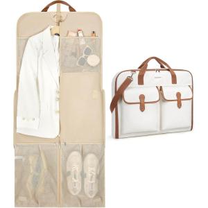 image:imageBAGSMART Large Garment Bags for Travel Carry on Garment Bags for Hanging Clothes Travel Suit Bag for Shirts Dresses Coats Beige3Beige