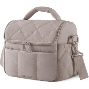 image:imageBAGSMART Lunch Bag Women Double Deck Insulated Lunch Box Quilted Puffer Lunch Tote Leakproof Durable amp Reusable Large Lunch Cooler For Work Picnic Travel Meal Prep CamelCamel