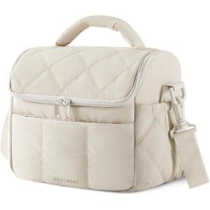 image:imageBAGSMART Lunch Bag Women Double Deck Insulated Lunch Box Quilted Puffer Lunch Tote Leakproof Durable amp Reusable Large Lunch Cooler For Work Picnic Travel Meal Prep CamelBeige