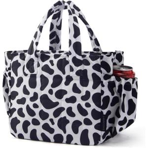 image:imageBAGSMART Lunch Bag for Women Small Cute Blue Striped Quilted Lunch Box Insulated Lightweight Leakproof Durable amp Reusable Tote Bag for Work Travel Outdoor PicnicCow Print