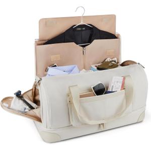 image:imageBAGSMART Medium Garment Bags for Travel Convertible Travel Garment Duffle Bag Suit Bags for Women 2 in 1 Garment Bags with Shoe CompartmentBeige