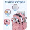 image:imageBAGSMART Carry On Travel Backpack 17 Inch Large Travel backpack Carry On Flight Approved Antitheft Personal Item Backpack Travel Bag With Shoe Bag 30L Water Resistant Casual Daypack BeigePink