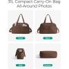 image:imageBAGSMART Gym Bag for Women Lightweight Puffer Duffle Bag 2PC Travel Bag 31L Weekender Overnight Bag Quilted Carry On Tote Bag Diaper Hospital Dance Bag for Travel Gym Water Resistant PinkCoffee Brown