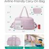 image:imageBAGSMART Gym Bag for Women Lightweight Puffer Duffle Bag 2PC Travel Bag 31L Weekender Overnight Bag Quilted Carry On Tote Bag Diaper Hospital Dance Bag for Travel Gym Water Resistant PinkMisty Purple