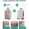 image:imageBAGSMART Rolling Duffle Bag with Wheels 35L Carry on Travel Bag with Detachable Wheels PVC Wet Pocket Duffel bag with Wheels Baby PinkCamel
