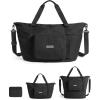 image:imageBAGSMART Foldable Travel Bag 37L Expendable Personal Item Bag Lightweight Weekender Bags for Women Water Resistant Extra Carry on for Travel CamelBlack