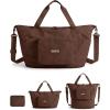 image:imageBAGSMART Foldable Travel Bag 37L Expendable Personal Item Bag Lightweight Weekender Bags for Women Water Resistant Extra Carry on for Travel CamelChocolate