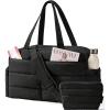 image:imageBAGSMART Gym Bag for Women Lightweight Puffer Duffle Bag 2PC Travel Bag 31L Weekender Overnight Bag Quilted Carry On Tote Bag Diaper Hospital Dance Bag for Travel Gym Water Resistant PinkBlack