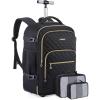 image:imageBAGSMART Rolling Backpack for Women Travel CarryOn Backpack with Wheels 17 Inch Large Roller Wheeled Daypack with Two Packing Cubes BlackBlack