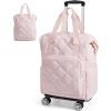 image:imageBAGSMART Rolling Duffle Bag with Wheels 35L Carry on Travel Bag with Detachable Wheels PVC Wet Pocket Duffel bag with Wheels Baby PinkBaby Pink