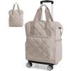 image:imageBAGSMART Rolling Duffle Bag with Wheels 35L Carry on Travel Bag with Detachable Wheels PVC Wet Pocket Duffel bag with Wheels Baby PinkCamel