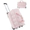 image:imageBAGSMART Rolling Duffle Bag with Wheels Carry On Bag Duffel Bag for Travel Wet Pocket Duffle with Wheels and Handle Brown 42LBlush Pink