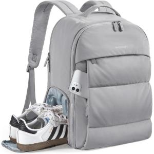 image:imageBAGSMART 30L Travel Backpack for Women Carry on Backpack for Airplanes Gym Backpack with Shoe Compartment Lightweight Travel Bag Fits 156 Inch WaterResistant ChocolateGrey