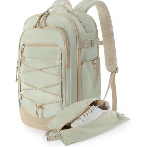 image:imageBAGSMART Carry On Travel Backpack 17 Inch Large Travel backpack Carry On Flight Approved Antitheft Personal Item Backpack Travel Bag With Shoe Bag 30L Water Resistant Casual Daypack BeigeBeige