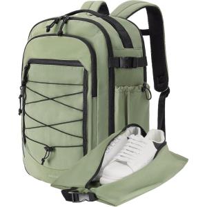 image:imageBAGSMART Carry On Travel Backpack 17 Inch Large Travel backpack Carry On Flight Approved Antitheft Personal Item Backpack Travel Bag With Shoe Bag 30L Water Resistant Casual Daypack BeigeGreen