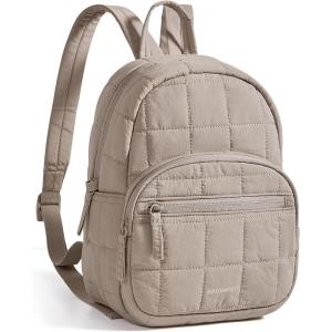 image:imageBAGSMART College Laptop Backpack Travel Backpack for Women Quilted Casual Daypack WaterResistant Bookbag for 156 Inch Laptop BlackCamel Brown
