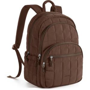 image:imageBAGSMART College Laptop Backpack Travel Backpack for Women Quilted Casual Daypack WaterResistant Bookbag for 156 Inch Laptop BlackChocolate