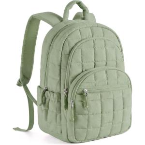 image:imageBAGSMART College Laptop Backpack Travel Backpack for Women Quilted Casual Daypack WaterResistant Bookbag for 156 Inch Laptop BlackForest Green