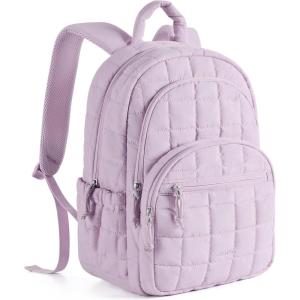 image:imageBAGSMART College Laptop Backpack Travel Backpack for Women Quilted Casual Daypack WaterResistant Bookbag for 156 Inch Laptop BlackLavender