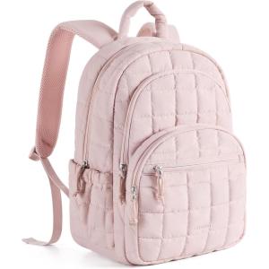 image:imageBAGSMART College Laptop Backpack Travel Backpack for Women Quilted Casual Daypack WaterResistant Bookbag for 156 Inch Laptop BlackPink