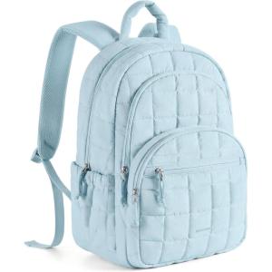 image:imageBAGSMART College Laptop Backpack Travel Backpack for Women Quilted Casual Daypack WaterResistant Bookbag for 156 Inch Laptop BlackSky Blue