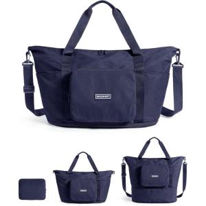 image:imageBAGSMART Foldable Travel Bag 37L Expendable Personal Item Bag Lightweight Weekender Bags for Women Water Resistant Extra Carry on for Travel CamelNavy Blue