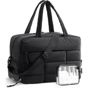 image:imageBAGSMART Gym Bag for Women Carry on Travel Duffel Bag Waterresistant Weekender with Shoe Compartment for Gym Travel Work Desert MediumClassic
