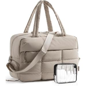 image:imageBAGSMART Gym Bag for Women Carry on Travel Duffel Bag Waterresistant Weekender with Shoe Compartment for Gym Travel Work Desert MediumKhaki
