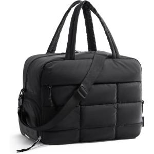 image:imageBAGSMART Gym Bag for Women Carry on Travel Duffel Bag Waterresistant Weekender with Shoe Compartment for Gym Travel Work Desert MediumMBlack