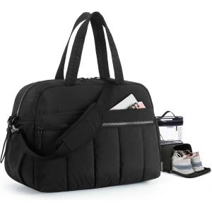 image:imageBAGSMART Gym Bag for Women Duffle Bag for Travel with Wet Pocket Lightweight Carry on Weekender Duffel Water ResistantBlack