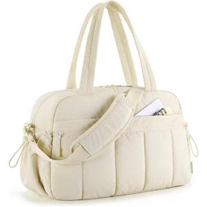 image:imageBAGSMART Gym Bag for Women Duffle Bag for Travel with Wet Pocket Lightweight Carry on Weekender Duffel Water ResistantMIvory