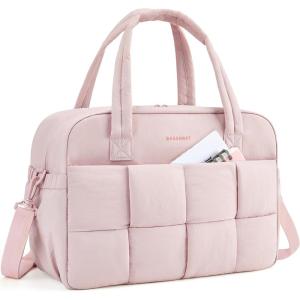image:imageBAGSMART Gym Bag for Women Personal Item Puffer Duffle Bag Weekender Overnight Carry On Tote Handag for TravelBaby Pink