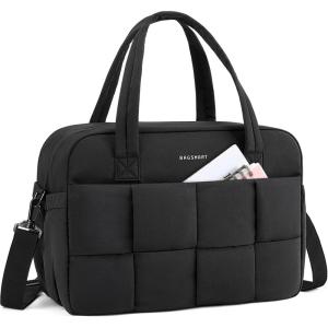 image:imageBAGSMART Gym Bag for Women Personal Item Puffer Duffle Bag Weekender Overnight Carry On Tote Handag for TravelBlack