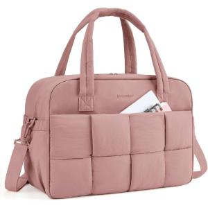 image:imageBAGSMART Gym Bag for Women Personal Item Puffer Duffle Bag Weekender Overnight Carry On Tote Handag for TravelDark Pink