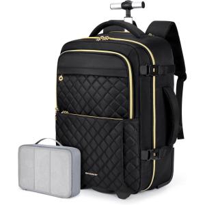image:imageBAGSMART Rolling Backpack for Women Wheeled Backpack with Packing Cube Travel Back pack with Wheels Carry On Suitcase Bag 17 Inch Large Roller Daypack BlackBlack