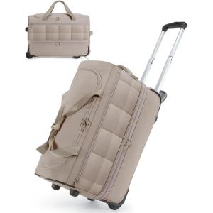 image:imageBAGSMART Rolling Duffle Bag with Wheels Carry On Bag Duffel Bag for Travel Wet Pocket Duffle with Wheels and Handle Brown 42LAKhaki