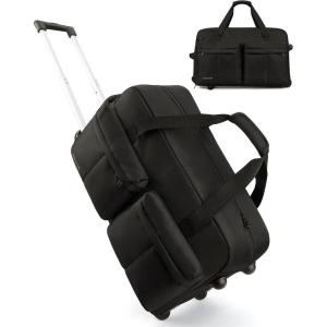 image:imageBAGSMART Rolling Duffle Bag with Wheels Carry On Bag Duffel Bag for Travel Wet Pocket Duffle with Wheels and Handle Brown 42LBlack