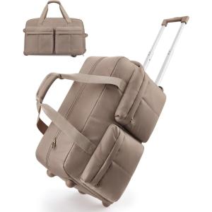 image:imageBAGSMART Rolling Duffle Bag with Wheels Carry On Bag Duffel Bag for Travel Wet Pocket Duffle with Wheels and Handle Brown 42LBrown