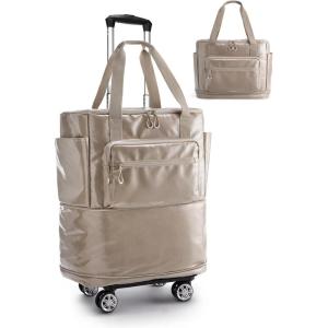 image:imageBAGSMART Rolling Duffle Bag with Wheels Travel Duffel Luggage Bag for Men Water Repellent Heavy Duty for Travel Camp Black Large 70LBrown